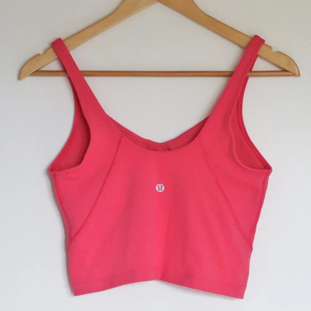 Pink V-Neck Lululemon Align Crop Top Sports Bra - Picture 2 of 4